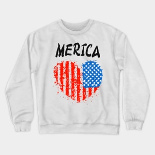 Merica Grunge Vintage Heart Patriotism Crewneck Sweatshirt